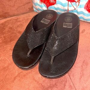 Fitflop black Embellished Sandals with rhinestones size 7